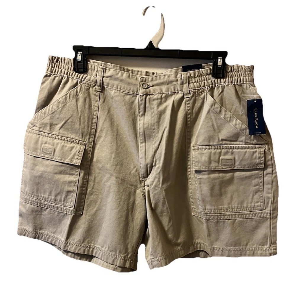 NWT Club Room Men's Cargo Shorts Cotton Khaki Size 40 Stretch Waist